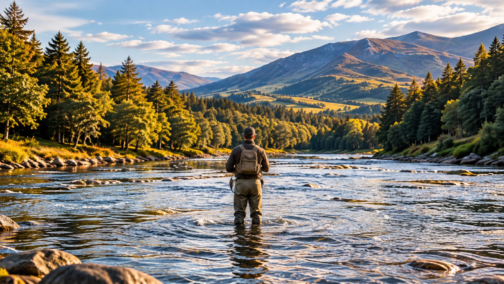 Fly fishing on the river